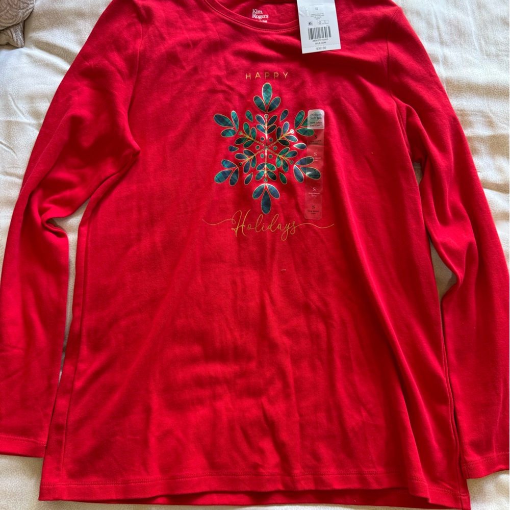 Kim Rogers Vibrant Red Cotton Top